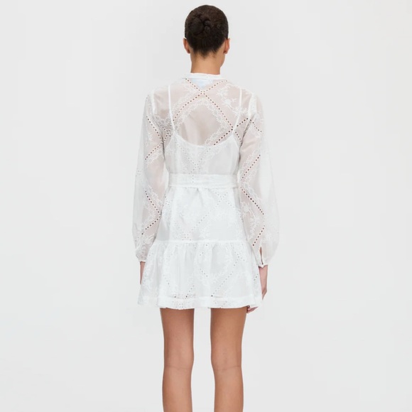 Small NWT Hill House Yara Long Sleeve Mini Dress in
White, Patchwork Organza - Picture 5 of 5